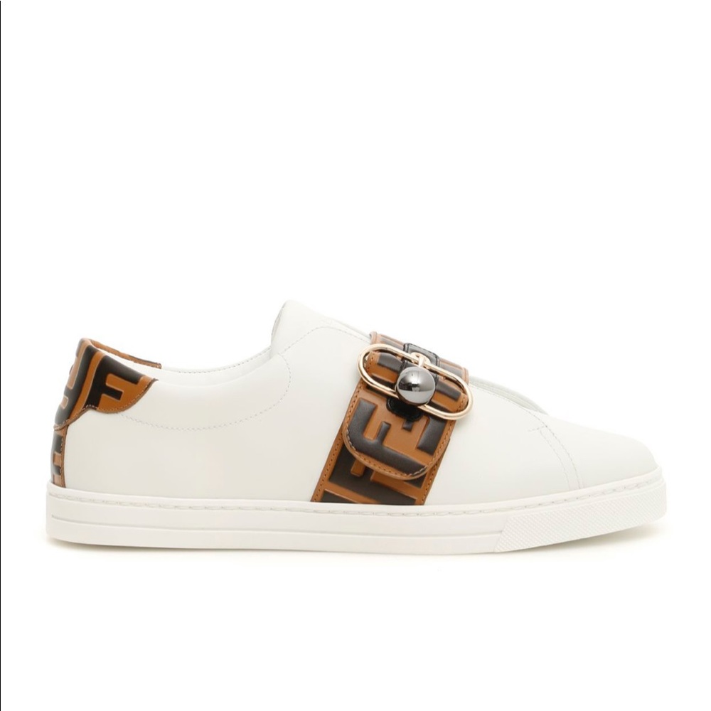 Fendi logo sneakers with buckle trim